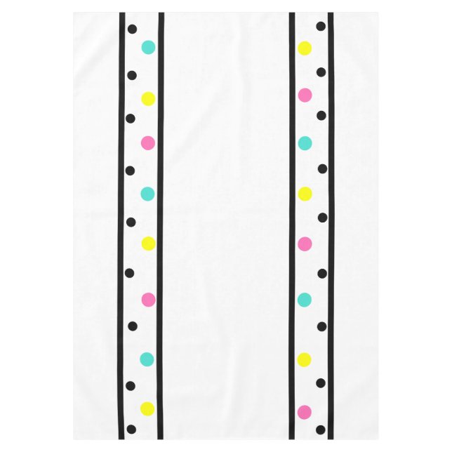 Black Colourful Polka Dots Tablecloth (Front)