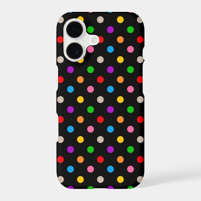 Black Colourful Rainbow Polka Dots Design  (Back)