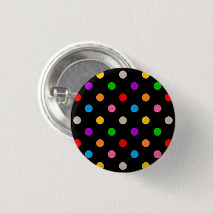 Black Colourful Rainbow Polka Dots Design  3 Cm Round Badge
