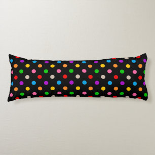 Black Colourful Rainbow Polka Dots Design Body Cushion