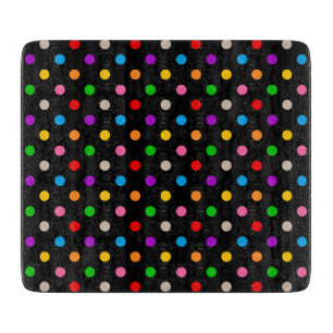 Black Colourful Rainbow Polka Dots Design Cutting Board