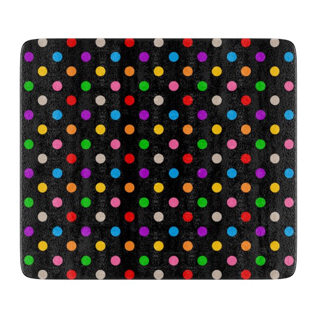 Black Colourful Rainbow Polka Dots Design  Cutting Board (Front)