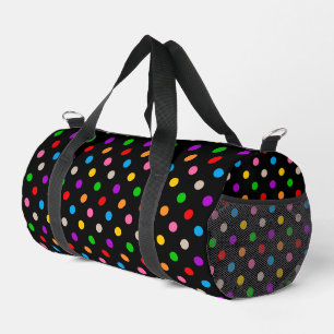 Black Colourful Rainbow Polka Dots Design  Duffle Bag