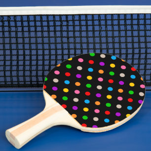 Black Colourful Rainbow Polka Dots Design Ping Pong Paddle