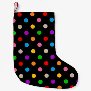 Black Colourful Rainbow Polka Dots Design Small Christmas Stocking