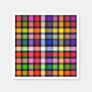 Black Colourful Twill Plaid Tartan Design Napkin