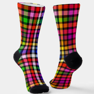 Black Colourful Twill Plaid Tartan Design Socks