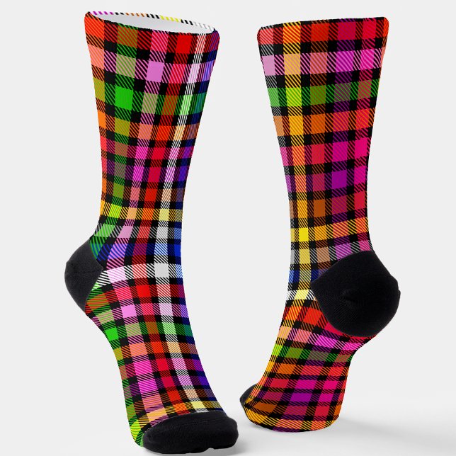 Black Colourful Twill Plaid Tartan Design  Socks (Creator Uploaded)