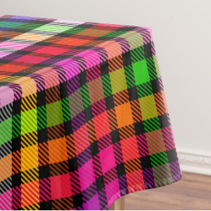 Black Colourful Twill Plaid Tartan Design Tablecloth