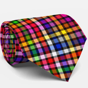 Black Colourful Twill Plaid Tartan Design Tie