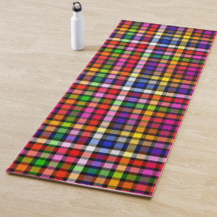 Black Colourful Twill Plaid Tartan Design Yoga Mat