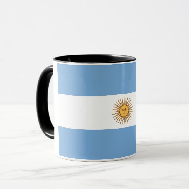 Black Combo Mug with flag of Argentina (Front Left)