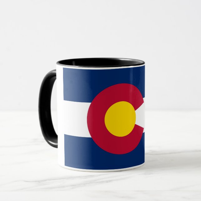 Black Combo Mug with flag of Colorado, USA (Front Left)