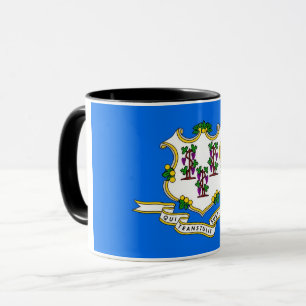 Black Combo Mug with flag of Connecticut, USA