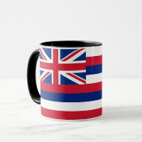 Black Combo Mug with flag of Hawaii, USA