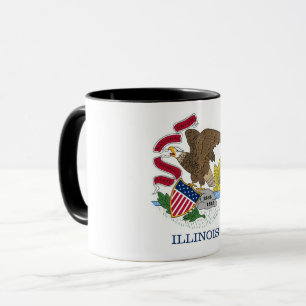 Black Combo Mug with flag of Illinois, USA