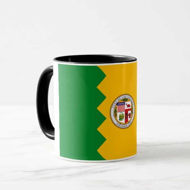 Black Combo Mug with flag of Los Angeles, USA (Front Left)