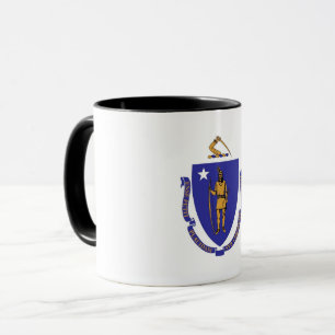 Black Combo Mug with flag of Massachusetts, USA