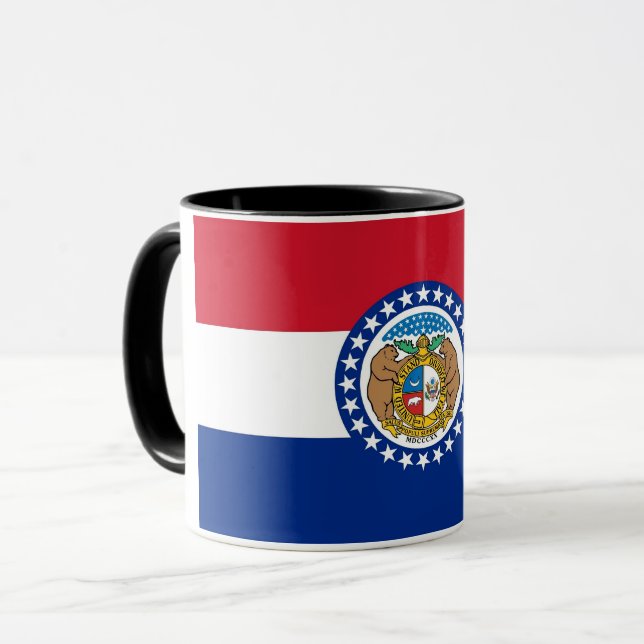 Black Combo Mug with flag of Missouri, USA (Front Left)