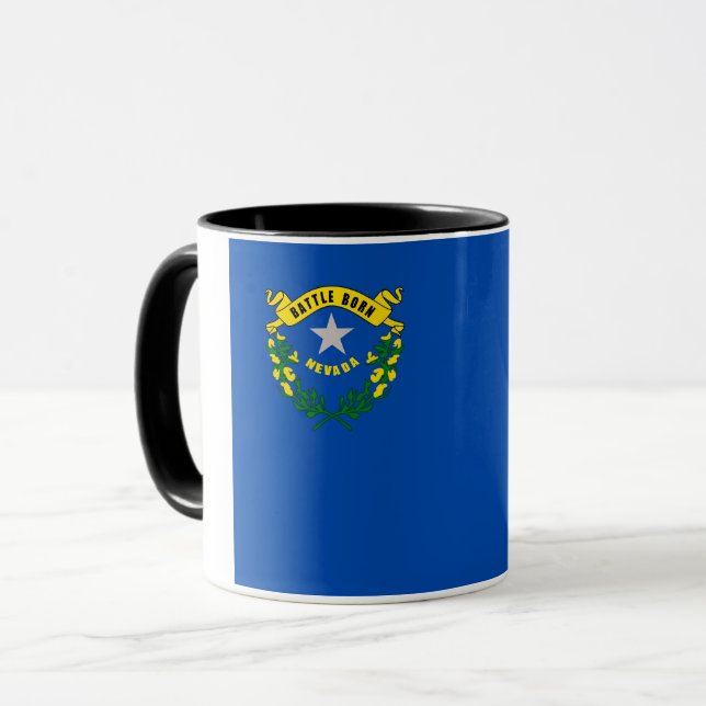 Black Combo Mug with flag of Nevada, USA (Front Left)