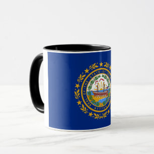 Black Combo Mug with flag of New Hampshire, USA