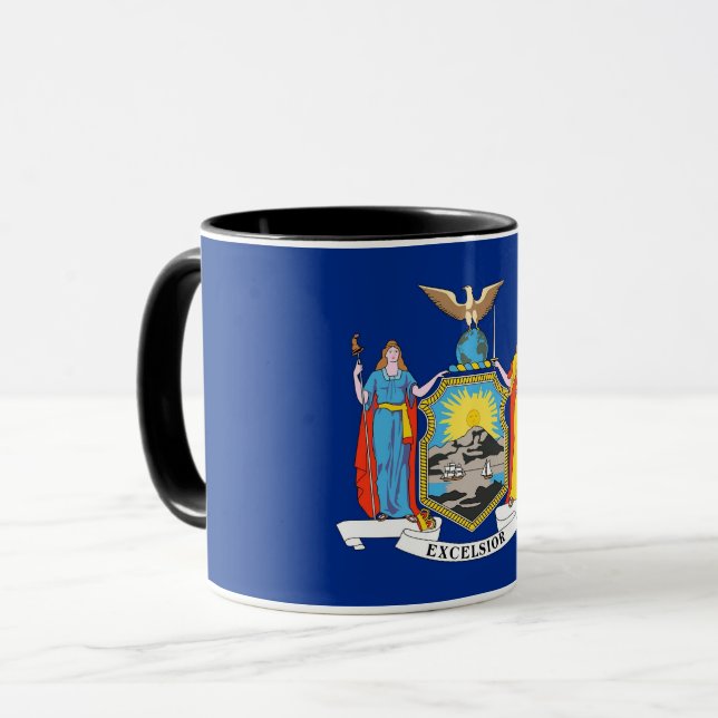 Black Combo Mug with flag of New York, USA (Front Left)