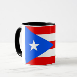 Black Combo Mug with flag of Puerto Rico, USA