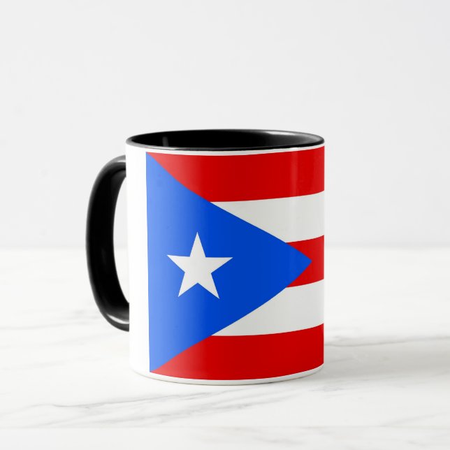 Black Combo Mug with flag of Puerto Rico, USA (Front Left)