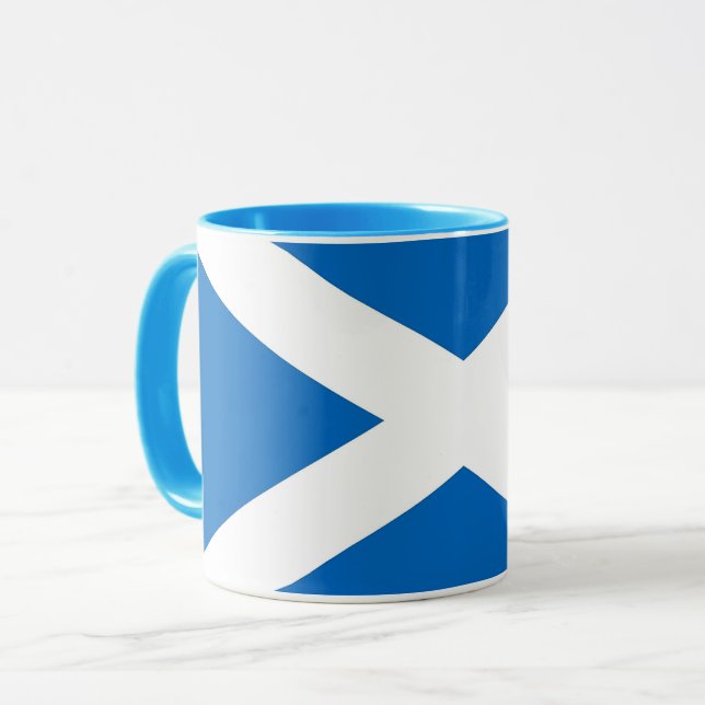Black Combo Mug with flag of Scotland, UK (Front Left)