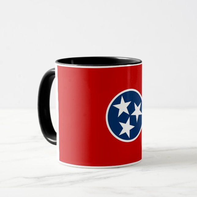 Black Combo Mug with flag of Tennessee, USA (Front Left)