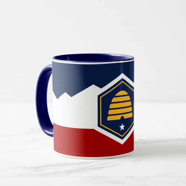 Black Combo Mug with flag of Utah State, USA (Front Left)