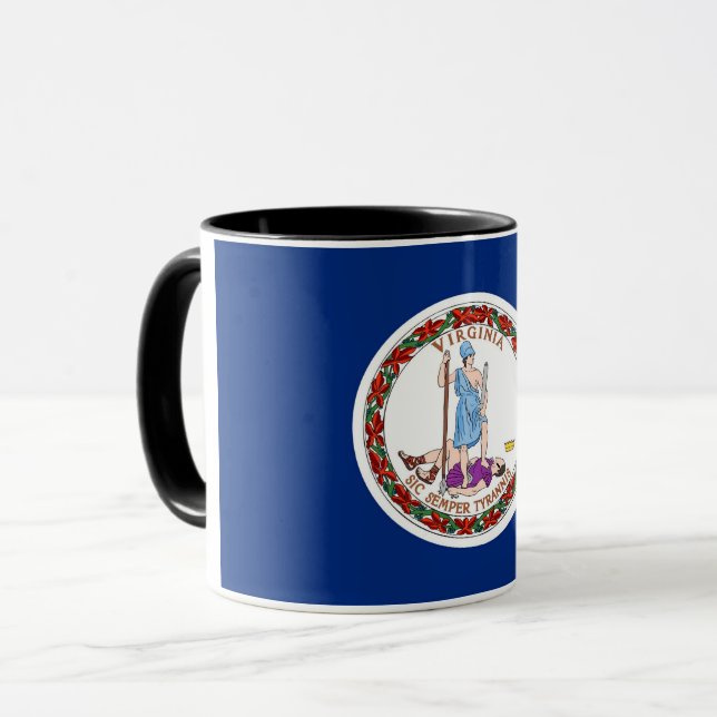 Black Combo Mug with flag of Virginia, USA (Front Left)