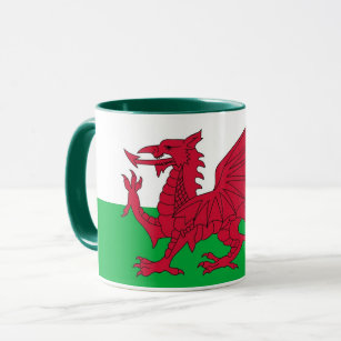 Black Combo Mug with flag of Wales, UK