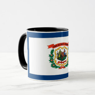 Black Combo Mug with flag of West Virginia, USA