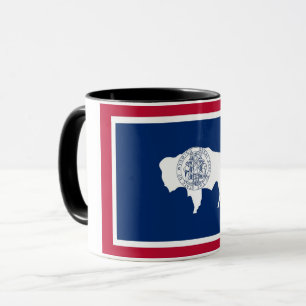 Black Combo Mug with flag of Wyoming, USA