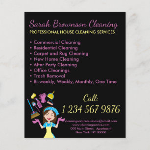 Black Commercial Janitorial Maid House Cleaning Flyer