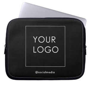 Black Company Business Modern Logo Branded Laptop Sleeve