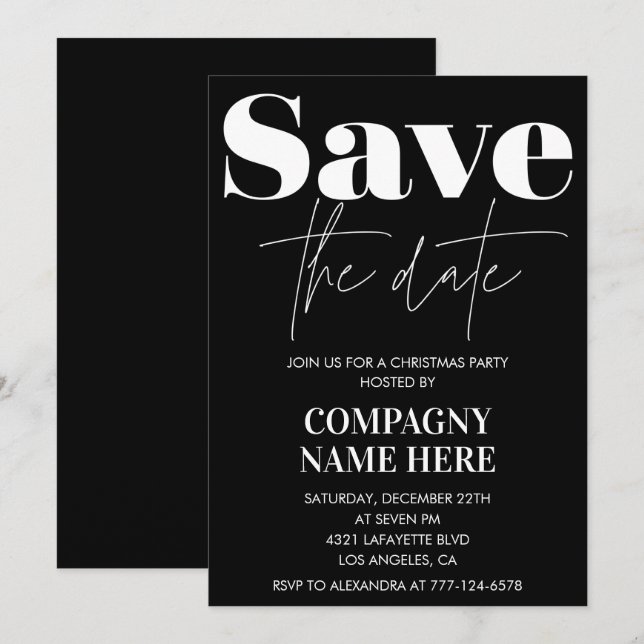 Black Company Christmas invitations Save the date (Front/Back)