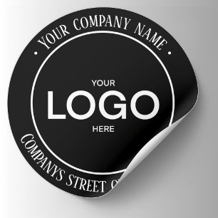 Black Company logo and address  Classic Round Sticker