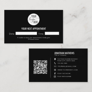 Black Company Logo Next QR Code Appointment Card