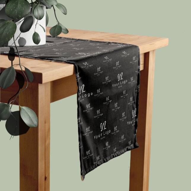 Black Company Logo pattern, Business Trade Show Short Table Runner (Creator Uploaded)