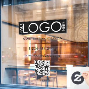 Black Company Logo Storefront QR Code Contact Info Window Cling