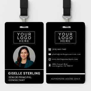 Black Company Photo ID Logo Name Tag Custom  ID Badge