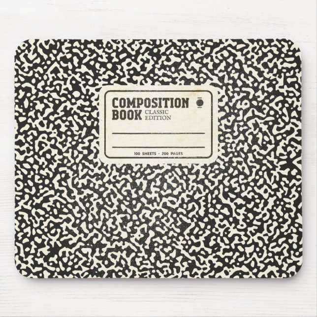 Black Composition Notebook with Label Mouse Mat (Front)