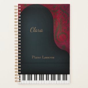 Black Concert Grand Piano Musician's Custom Planner