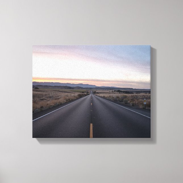 black concrete road between steppe canvas print (Front)