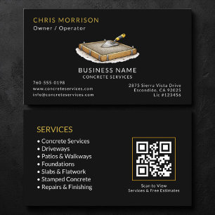 Black Concrete Services QR Code Business Card