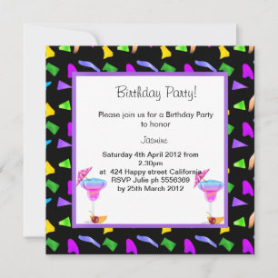 black confetti BIRTHDAY PARTY INVITATION