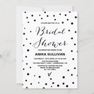 Black Confetti Dots Bridal Shower Invitation