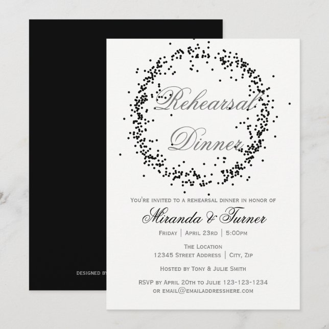 Black Confetti - Rehearsal Dinner Invitation (Front/Back)